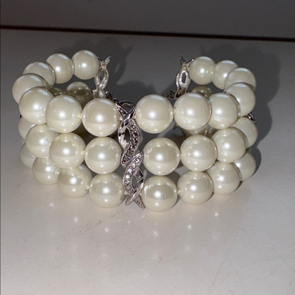 Judith Jack Romance Sterling Silver Pearl and Marcasite Bracelet